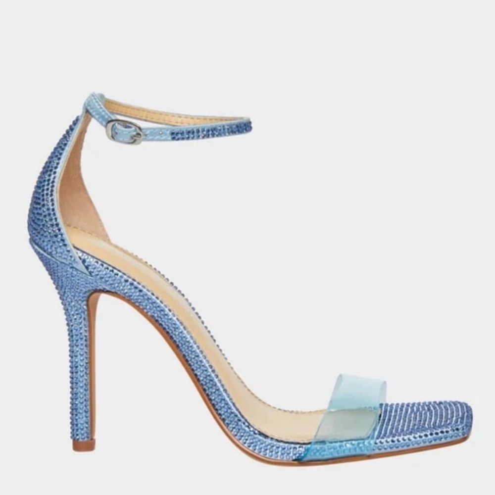 New Betsey Johnson Sb-Cole Rhinestone Embellished Heels in Blue Size 8